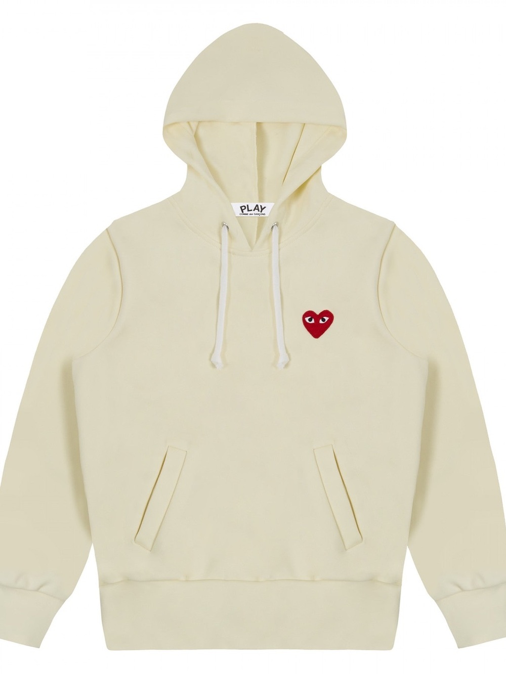 Comme des Garcons Cream Hoodie with Red Heart Patch